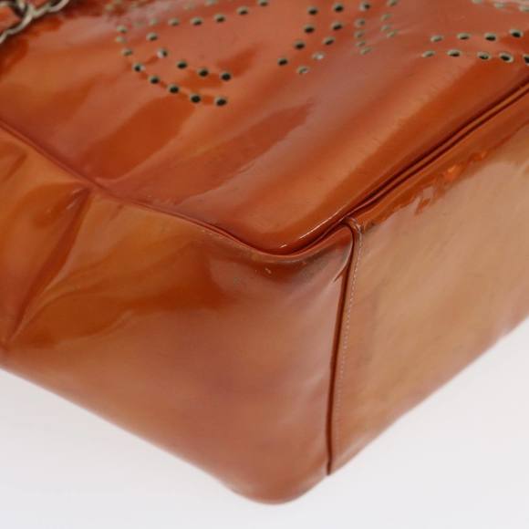 CHANEL Triple Coco Punching Tote Bag Enamel Orange CC Auth jk1312 - Picture 16 of 16